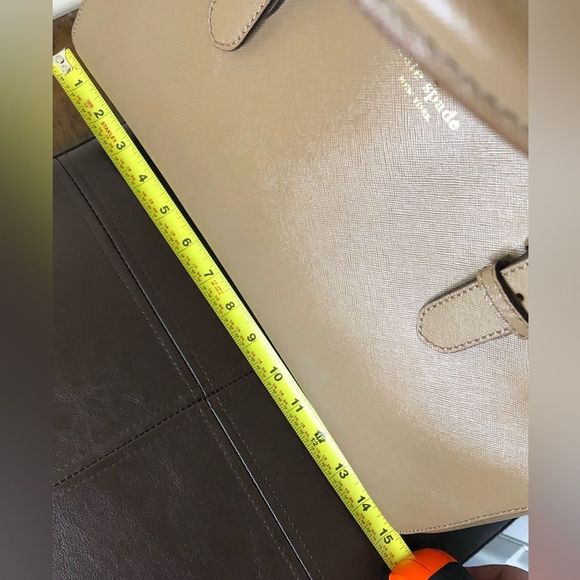 KATE SPADE Tan Leather Two Handle Triple Compartment Expanding Shoulder Bag - Picture 13 of 16